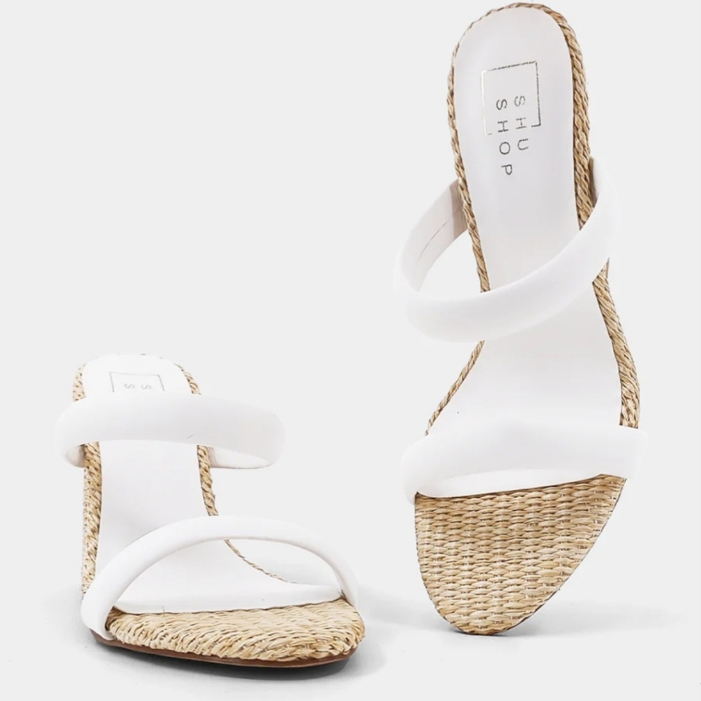 ShuShop Gardenia Wicker Block Heel Slide Sandal - NIB - Picture 15 of 15